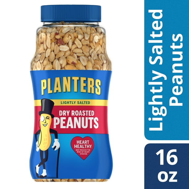 Planters Lightly Salted Dry Roasted Peanuts, 16.0 oz Jar