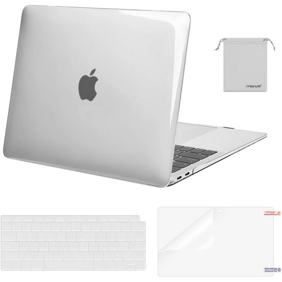 Compatible with MacBook Air 13 inch Case M1 Chip 2021-2018 Release A2337 A2179 A1932 Plastic Hard Shell&Keyboard Cover&Screen Film&Storage Bag for MacBook Air 13.3 inch Case Transparent