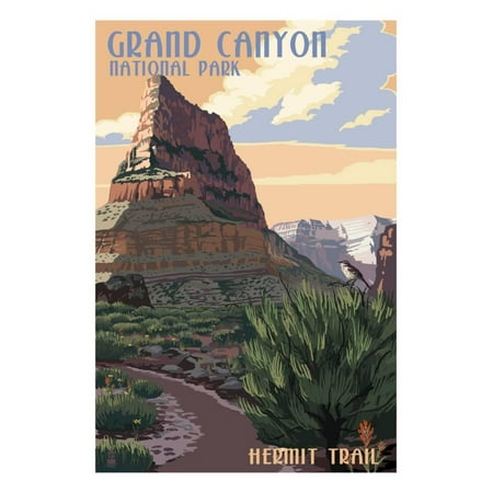 Grand Canyon National Park - Hermit Trail Print Wall Art By Lantern (Best Grand Canyon Trails)