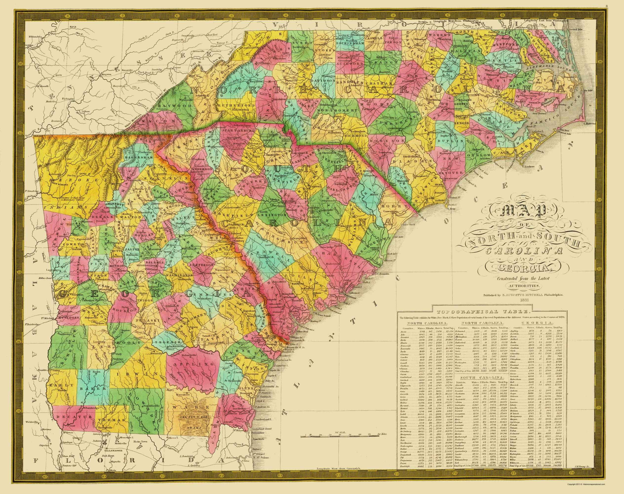 North Carolina South Carolina Georgia 1831 2300 X 2907 Glossy
