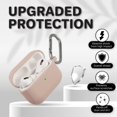 thumbnail image 2 of Insten Liquid Silicone Case For AirPods Pro 2019 Earbuds, Protective Soft Gel Cover Skin with Portable Keychain, Supports Wireless Charging [Front LED Visible] Sand Pink, 2 of 9