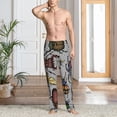 thumbnail image 5 of Uemuo Bright Insects Pattern Men's Wide Leg Palazzo Lounge Pants with Pockets Light Weight Loose Comfy Casual Pajama Pants-, 5 of 9