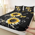 thumbnail image 4 of Homewish Cartoon Sunflower Teen Twin Sheet Sets, Dreamy Butterfly Animal Twin Fitted Sheet, Rustic Plant Botanical Flat Sheet, Super Cozy Room Decor, 3 Pieces, 4 of 8