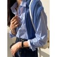 thumbnail image 5 of Women's Striped Button Down Shirt Long Sleeve Collared Blue Blouse, 5 of 8
