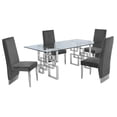 thumbnail image 1 of Rectangular Clear Glass 5pc Dining Set with Silver Stainless Steel Base, 1 of 3