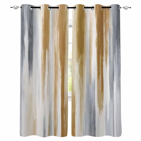 Fsddascl Brown Gray Blackout Curtains for Bedroom/Living Room, Thermal Insulated Kitchen Curtains, Vintage Abstract White Ombre Texture Grommet Darkening Window Treatment Drapes 52"x84"x2
