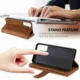 thumbnail image 2 of Dteck 9 Card Slots Wallet Case for Samsung Galaxy S21 Plus,Hybrid Magnetic PU Leather Zipper Kicstand Shockproof Rubber Full Protector Cover with Strap, brown, 2 of 5