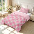 thumbnail image 2 of Manfei Pink Blue Plaid Twin Comforter Sets,Vintage Checkered Bedding Set,Pink Reversible,2-Piece,1 Comforter and 1 Pillowcase,2-Piece,1 Comforter and 1 Pillowcase, 2 of 7