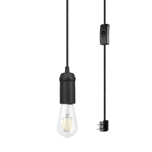 1-Light Black Plug-In/Hardwire Pendant Lighting<br>, 1-Light Pendant Lighting