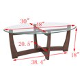 thumbnail image 4 of Hassch Modern Farmhouse Oval Coffee Table, 48" Tempered Glass Top with Solid Wood Base, Accent Center Table for Living Room, Cherry Finish, 4 of 7