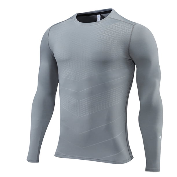 Playeras Básicas Algodon Hombre Camiseta De Manga Larga Ajustada Deportiva Para Correr Y Entrenar