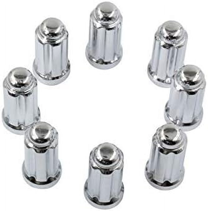 Wheel Accessories Parts Set of 32 Bulge Cone Seat M14x2.0 Lug Nuts 2.25" Long with Spline Tuner Closed End Small Diameter Key Included (Chrome, 32 PC, 14x2)