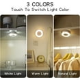 thumbnail image 5 of Night Touch Light Bright LED Push Lamp, 3 Colors Dimmable Rechargeable Puck Tap Nightlight Battery Operated, Wireless Stick on Lighting for Wall, Closet, Kitchen, Under Cabinet, Counter, 2 Pack, 5 of 7