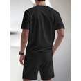thumbnail image 6 of Men's Short Sleeve Outfits Shirt Sets Shorts for Casual Black S, 6 of 7