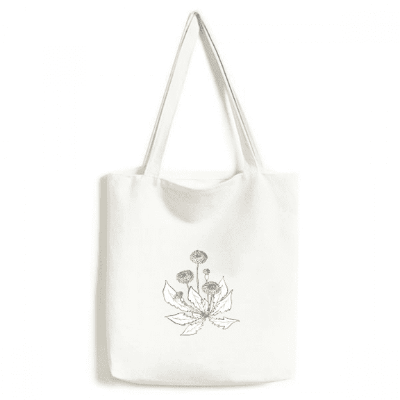 Dandelion Blossong Black White Flowers Tote Canvas Bag Shopping Satchel Casual Handbag