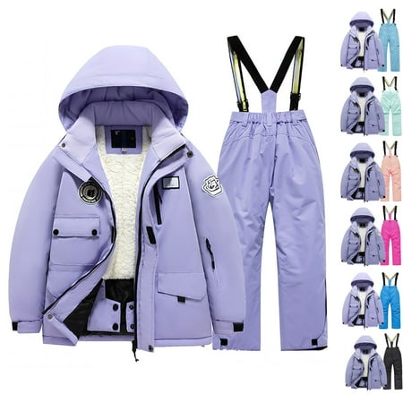 shoper Snow Suit Kids Size 6 Winter Coat and Snow Pants Set Warm Thermal Ski Kid Winter Warmth Snow Suits Black 14