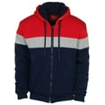 thumbnail image 1 of 9 Crowns Essentials Mens Full Zip Sherpa Lined Fleece Hoodie Jacket (Navy/Heather/Red, X-Large), 1 of 5