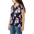 thumbnail image 4 of Buffalo Women's Top Sz M Split V-Neck Flutter Sleeve Floral Blouse Blue Regular Size, 4 of 4