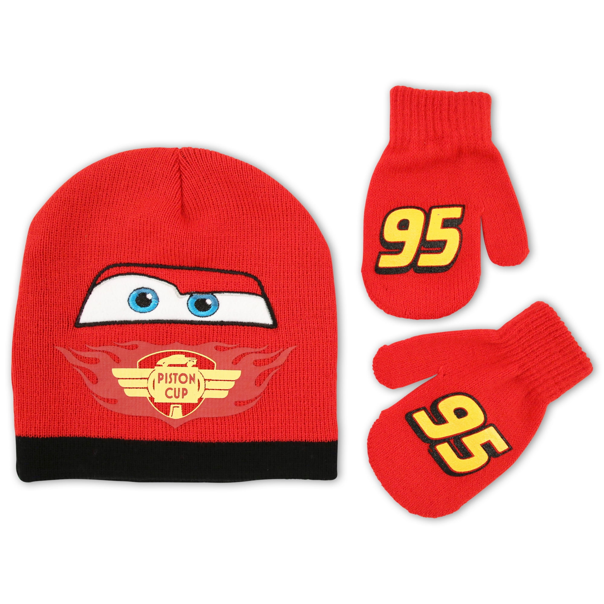Lightning McQueen Baby Beanie for Boy Girl Ages 2-4 Kids Gloves Or Toddlers Mittens Disney Winter Hat 