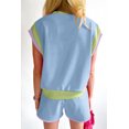 thumbnail image 3 of Casual Two-Piece Set: Cap Sleeve T-Shirt and Elastic Waist Shorts in Blue, 3 of 7
