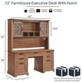thumbnail image 5 of OKD Farmhouse Executive Desk with Hutch, Rustic Office Desk with Charging Station and Keyboard Tray,Home Workstations with File Drawer, Storage Cabinet, Wood Computer Writing Desk, Reclaimed Barnwood, 5 of 8
