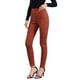 thumbnail image 4 of FALDAS CURVAS Leggings de Ante Sintético para Mujeres, Cintura Alta, Pantalones Ajustados, Talla XS, Marrón Rojo, 4 of 5