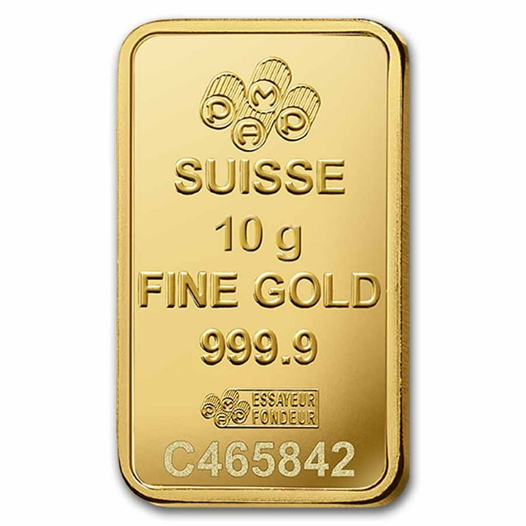 PAMP Suisse, 10 Gram Gold Bullion Bar, .9999 Fine, Lady Fortuna