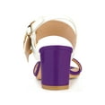 thumbnail image 3 of BLISSFUL STEP Valentine's Slingback Sandals Contrast Color Chunky Heel Big Circle Buckle Sandals Purple White 6, 3 of 8