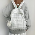 thumbnail image 6 of Plaid School Backpack, Spacious Backpack with Multi-pocket, Lightweight Breathable Bookbag for Middle School College, Green, 6 of 8