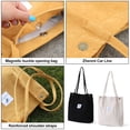 thumbnail image 3 of Bolso de lona Bolso de pana para mujer Cartera bandolera de lona, bolsillo interior Negro+beige, 3 of 5