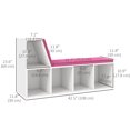 thumbnail image 3 of HOMCOM 5-Cubby Bookcase with Cushioned Reading Nook, Pink, 3 of 10