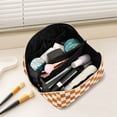 thumbnail image 2 of FORMRS Makeup Bag Travel Cosmetic Organizer for Women Fold Flat Zipper Pouch with Handle, Rusty Orange Plaid, 2 of 8
