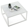 thumbnail image 2 of Resenkos Coffee Table, Modern Sofa Table Tea Table,Modern Glass Square Coffee Table with Metal Frame for Living Room-White, 2 of 6