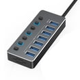 thumbnail image 3 of 7Port Aluminum USB3.0 and USB 2.0 Hubs with Individual Switches and LED Lights for Space Efficient Use, 3 of 16