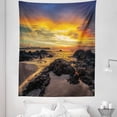 thumbnail image 1 of Colorful Tapestry, Colorful Majestic Sunrise Sky over Ocean with Rock Calm Seacoast Photo, Fabric Wall Hanging Decor for Bedroom Living Room Dorm, 5 Sizes, Blue Orange Cream, by Ambesonne, 1 of 1