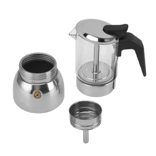 Glass Top Moka Pot Electric Stove with Stainless Steel Base Classic Coffee Maker for Italian Coffee Lovers