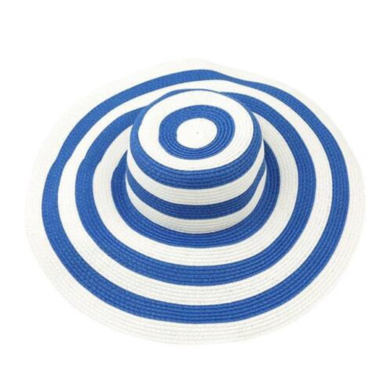Meidiya Women Girls Black White Striped Straw Hat Foldable  display picture 1
