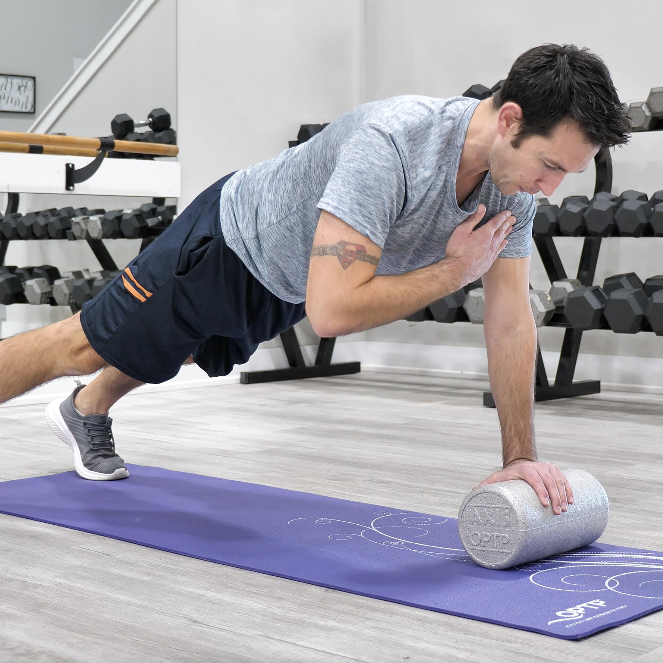 OPTP Silver AXIS Foam Roller - Moderate Density, Eco-Friendly, Durable Foam Roller for Physical Therapy and Exercise, Deep Tissue Muscle Relief, and Workout Recovery (12" x 6" Round)