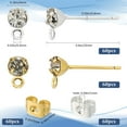 thumbnail image 2 of 1set 120pcs 2 colors Brass Post Earring Findings with Loop and Rhinestone with 120pcs 2 colors Brass Ear Nuts Gunmetal & 5~15x4mm Hole: 0.5~1mm Pin: 0.8mm 60pcs/color, 2 of 6