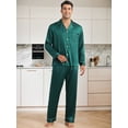 thumbnail image 2 of DARING DIVA Men's 2-Piece Homewear Button Down Long Sleeve Shirt 2XL Dark Green, 2 of 6