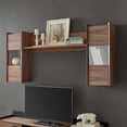 thumbnail image 3 of Bookcase Wall Shelf Rack, Wood, Brown Walnut, Modern Contemporary Urban Design, Living Lounge Room Hotel Lobby Hospitality, 3 of 3