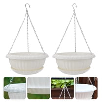 AURARMLET Wall-Hung Flower Pots White Plastic 2Pcs 11x11x4.13in