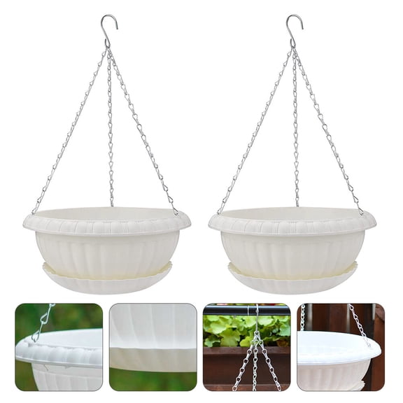 AURARMLET Wall-Hung Flower Pots White Plastic 2Pcs 11x11x4.13in