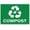 Compost (Green), variant on Recycle Stickers, Self Adhesive Weatherproof Vinyl Stickers, Green, 7" x 10" (Pack of 4)