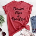 thumbnail image 2 of Curved Hips And Red Lips T-shirt, Unisex Women's Shirt, Sassy Lady Shirt, Heather Red, Medium, 2 of 6