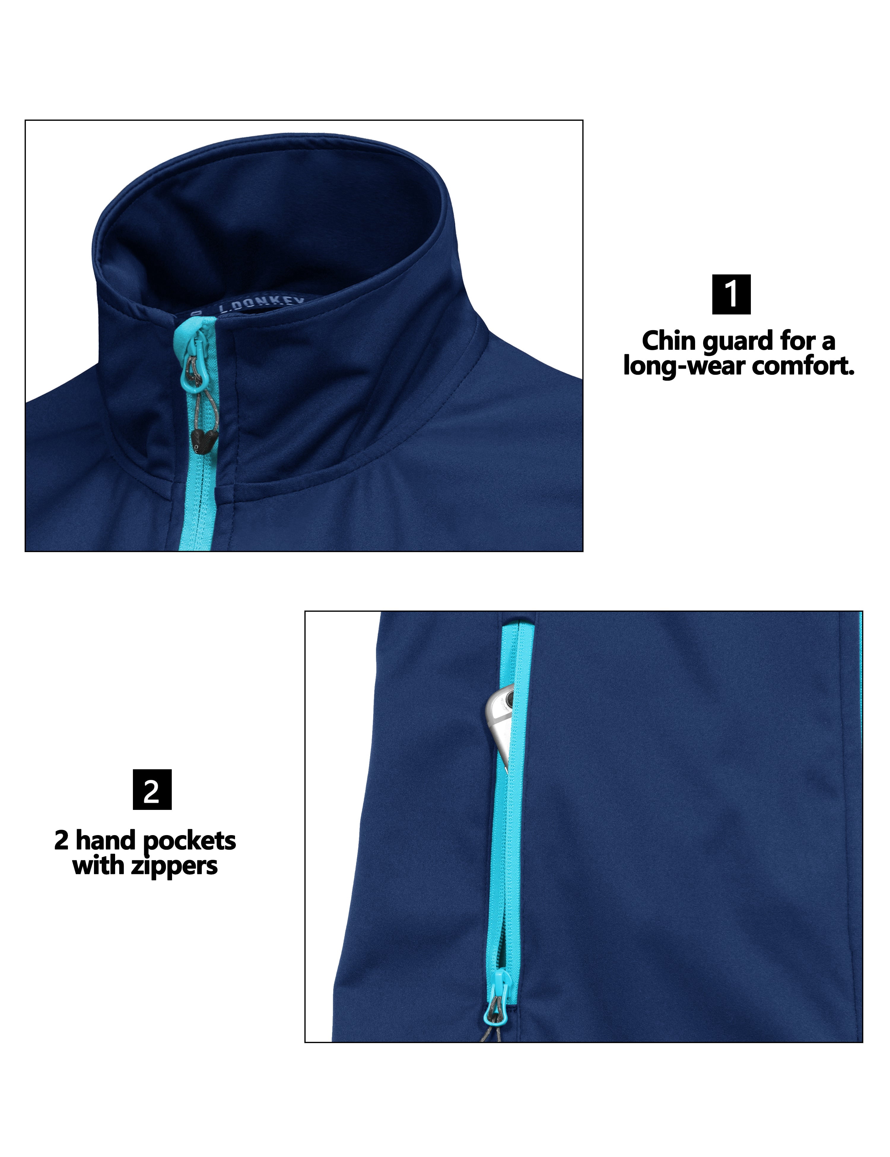 Little Donkey Andy Women's Lightweight Softshell Vest, Windproof Sleeveless Jacket for Running Hiking Travel, Blue M