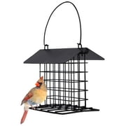 Durable Roof Top Bird Parrot Suet Reusable Feeder for Outside Garden Yard Patio Hanging Metal Suet Cake Holder Squirrel Proof Weatherproof for Wild Hummingbird Woodpecker Single Suet Cage