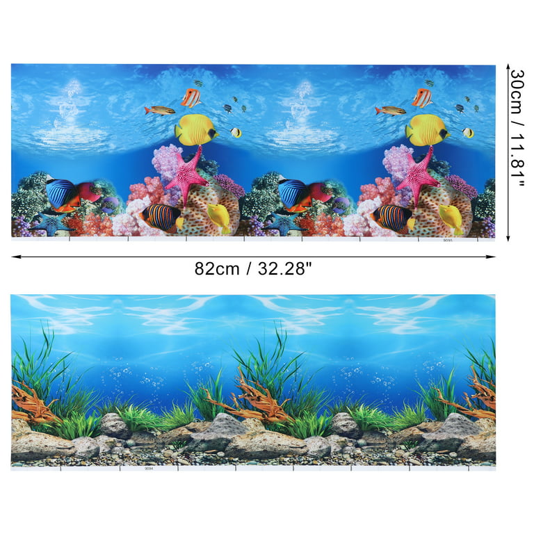 Unique Bargains Aquarium Background Poster Double-Sided Fish Tank Background Decorative Paper Sticker 32.28 inchx11.81 inch, Size: 32.28 x 11.81
