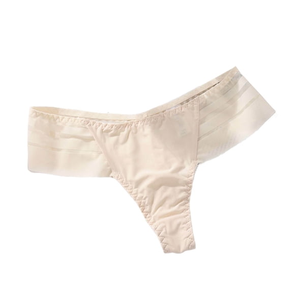 Womens Seamless Thong Panties No Show Invisible Underwear Ultra Soft Nylon Spandex for Tight Clothing Nude Beige 1-Pack,Size L
